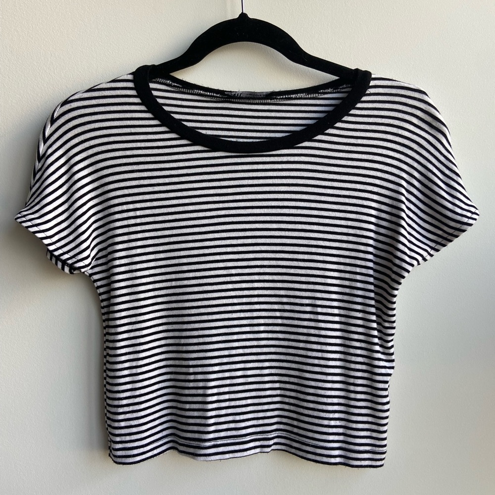 Zara cropped black & white striped tee